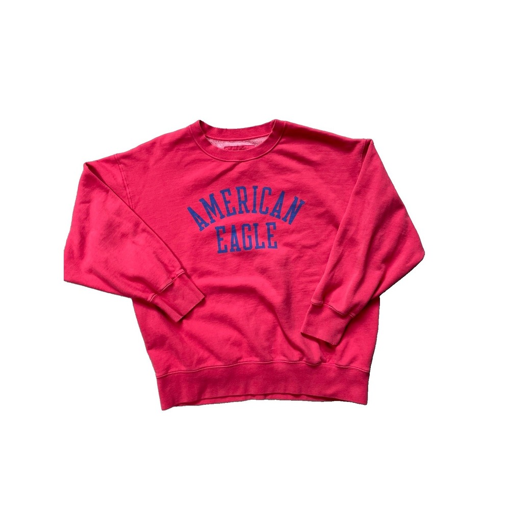 American Eagle Crewneck Sweatshirt Unisex Small Red Pullover Relaxed Fit